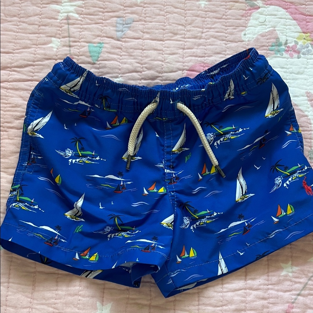 Polo by Ralph Lauren Blue Sailboat Print Kids Shorts